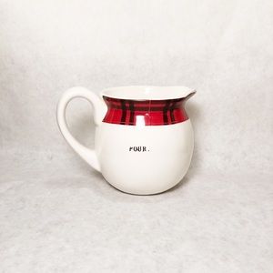 Rae Dunn Ceramic pourer in classic lettering plaid